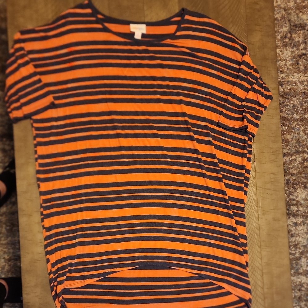LuLaRoe Orange and Black Striped Irma Tunic